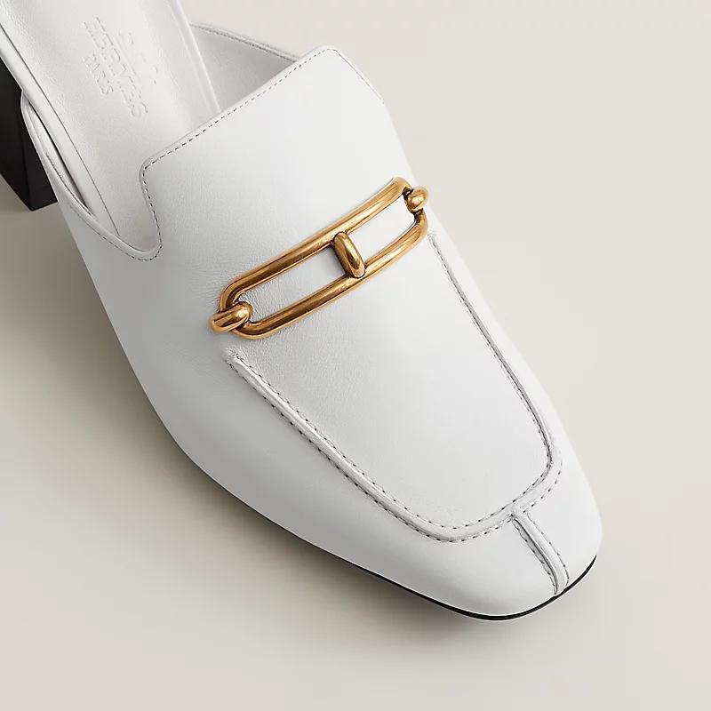 Giày Hermes Gisele 60 Mule Nữ Trắng